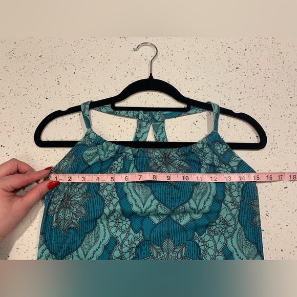 Prana Size S Women Teal Paisley Stretch Halter Neck Midi Athletic Slim Dress - Picture 5 of 9